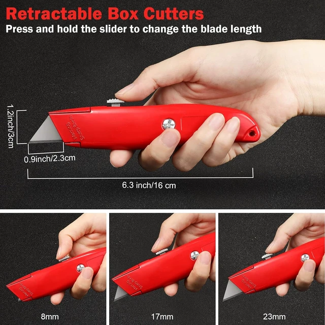 Alt view image 2 of 7 - 30-Piece Box Cutters Bulk, Utility Knives (Black, Yellow, Red)