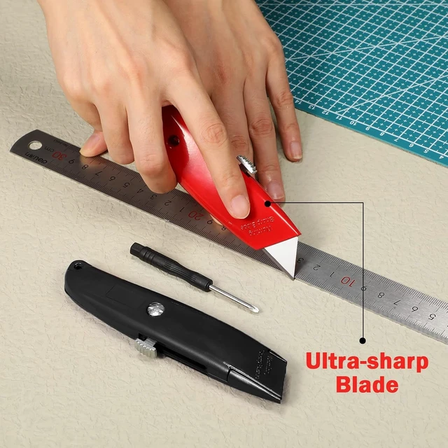 Alt view image 4 of 7 - 30-Piece Box Cutters Bulk, Utility Knives (Black, Yellow, Red)