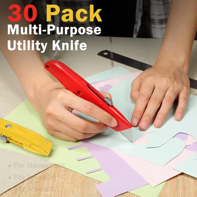 Alt view image 5 of 7 - 30-Piece Box Cutters Bulk, Utility Knives (Black, Yellow, Red)