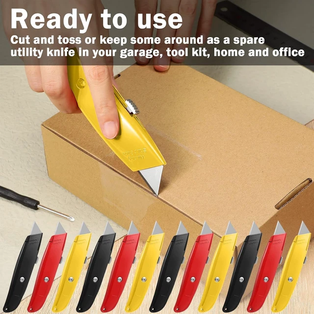 Alt view image 6 of 7 - 30-Piece Box Cutters Bulk, Utility Knives (Black, Yellow, Red)
