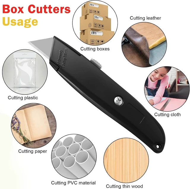 Alt view image 7 of 7 - 30-Piece Box Cutters Bulk, Utility Knives (Black, Yellow, Red)