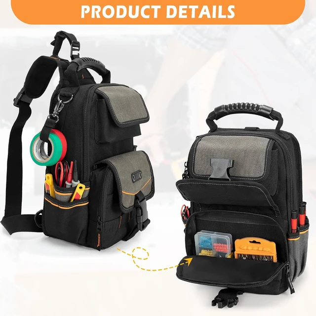 Alt view image 3 of 7 - Zippered Electrician Tool Pouch Bag, HVAC Tool Organizer