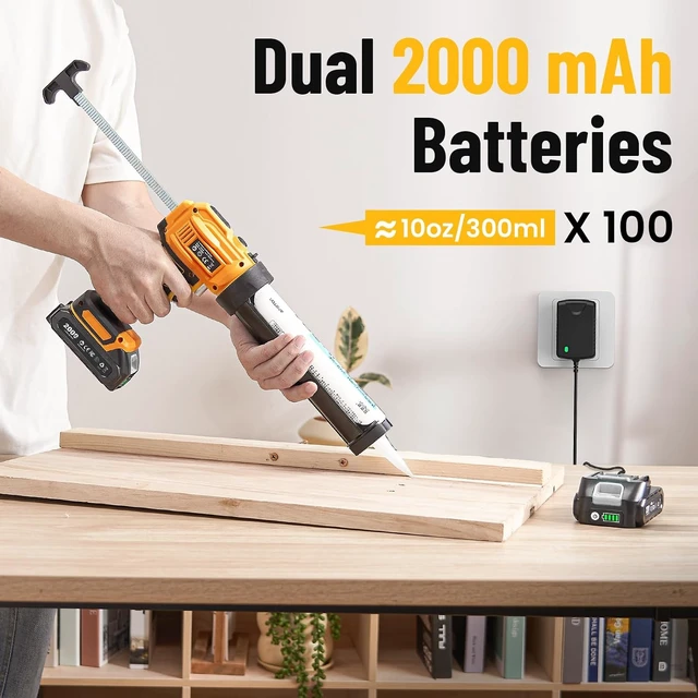 Alt view image 3 of 7 - Cordless Electric Caulking Gun with 2x 2.0Ah Batteries