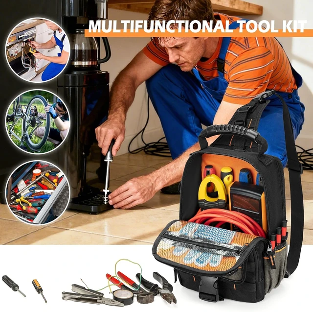 Alt view image 7 of 7 - Zippered Electrician Tool Pouch Bag, HVAC Tool Organizer