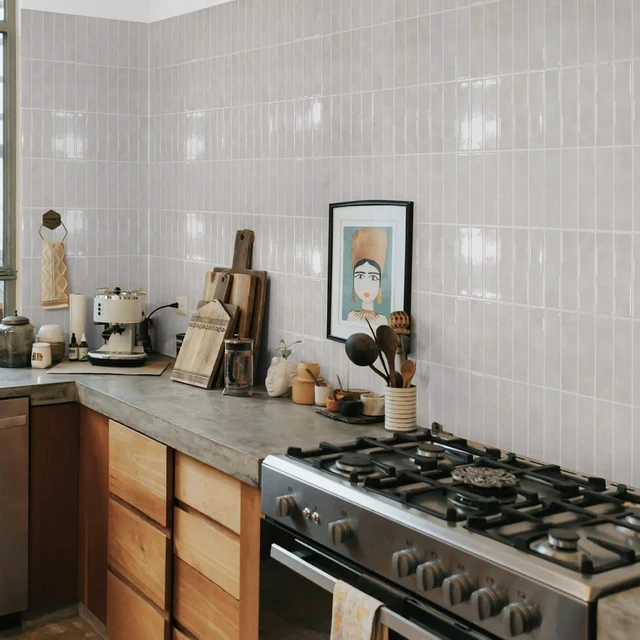 Alt view image 3 of 7 - 10-Sheet Peel and Stick Subway Tile Backsplash, Vertical Marble Design, Waterproof for Kitchen & Bathroom, Sand Stone