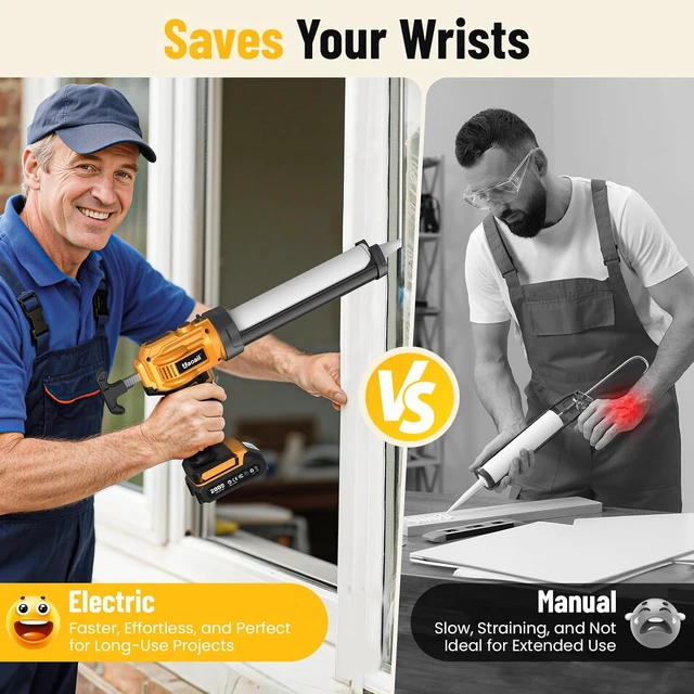 Alt view image 2 of 7 - Cordless Electric Caulking Gun with 2x 2.0Ah Batteries