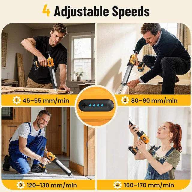 Alt view image 4 of 7 - Cordless Electric Caulking Gun with 2x 2.0Ah Batteries