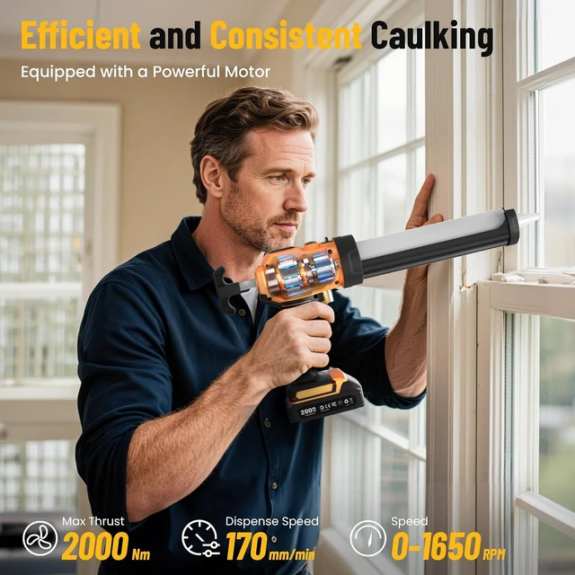 Alt view image 6 of 7 - Cordless Electric Caulking Gun with 2x 2.0Ah Batteries