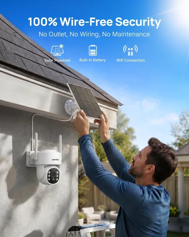 Alt view image 2 of 7 - 4MP Wireless Solar Security Cameras for Outdoor, 2 Pack with Human Detection