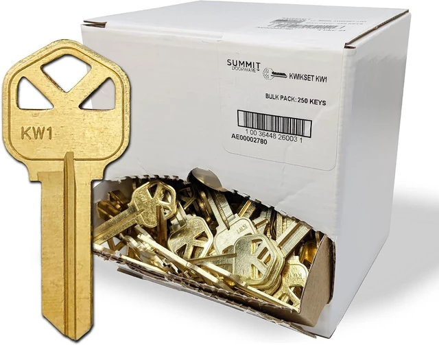 Main image of KW1 Uncut Key Blank Set for Kwikset Locks, 250-Pack