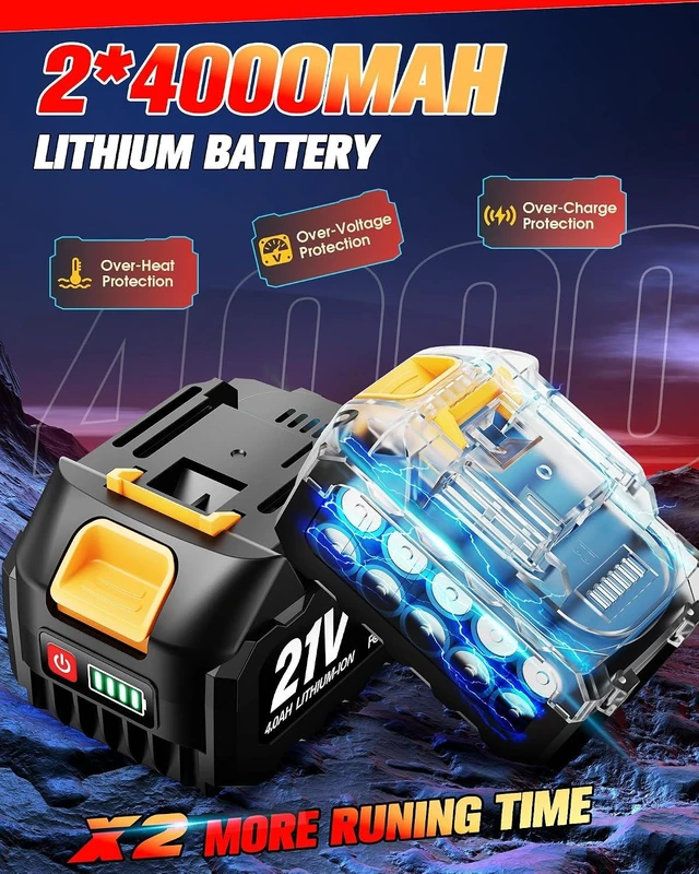 Alt view image 4 of 7 - Cordless Brushless Impact Wrench 590 Ft-lbs (800N.m), 3300 RPM High Torque 1/2" Impact Gun, 2x 4.0Ah Battery, Charger & 7 Sockets for Car & Home