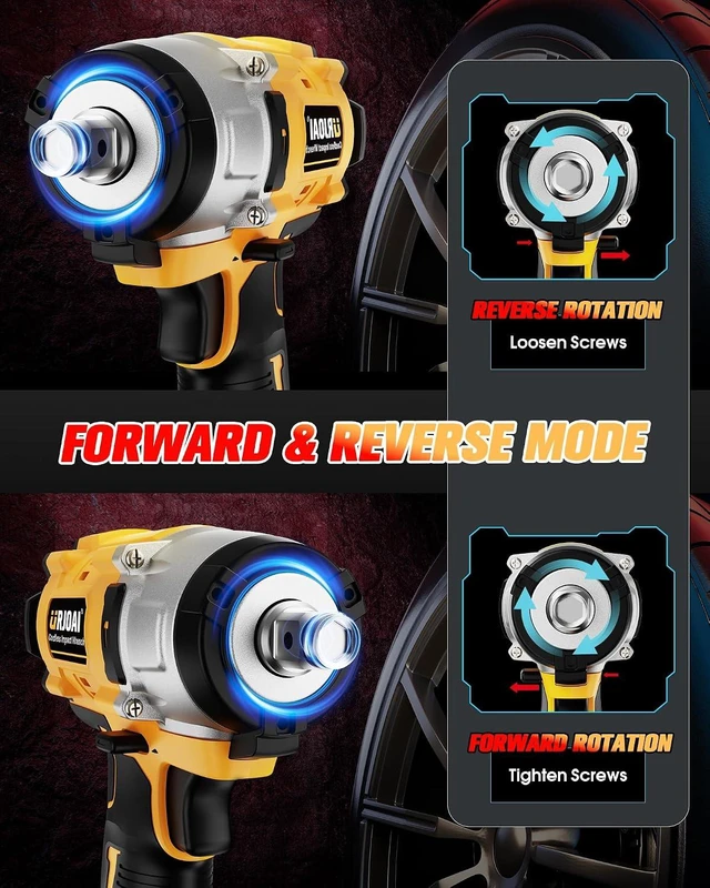 Alt view image 6 of 7 - Cordless Brushless Impact Wrench 590 Ft-lbs (800N.m), 3300 RPM High Torque 1/2" Impact Gun, 2x 4.0Ah Battery, Charger & 7 Sockets for Car & Home
