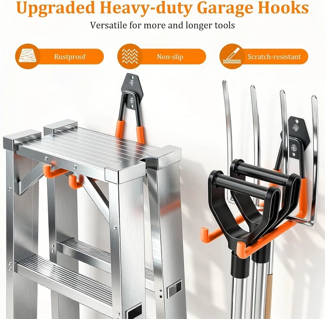 Alt view image 5 of 7 - Steel Garage Hooks with Anti-Slip Coating, 30 Pack, Orange