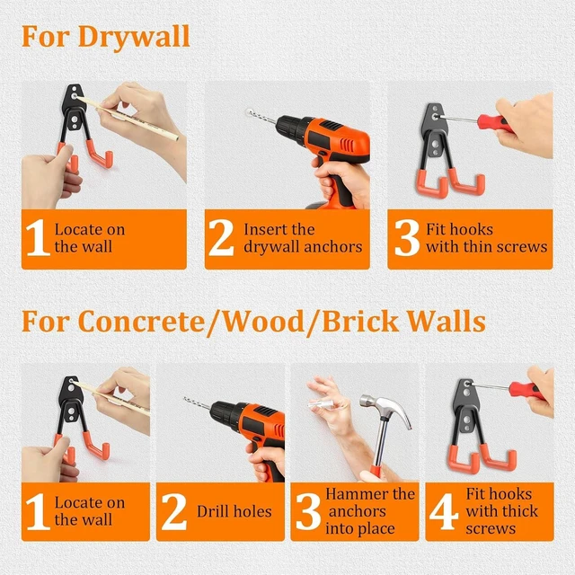 Alt view image 6 of 7 - Steel Garage Hooks with Anti-Slip Coating, 30 Pack, Orange