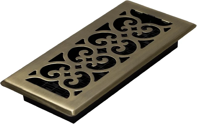 Alt view image 2 of 7 - SPH410-A Scroll Design Floor Register 4x10 Inches, Antique Brass Finish (4-Pack)