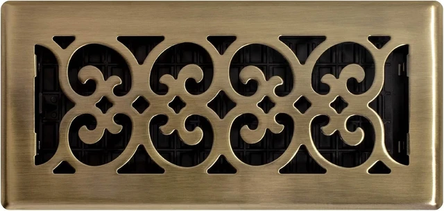 Alt view image 6 of 7 - SPH410-A Scroll Design Floor Register 4x10 Inches, Antique Brass Finish (4-Pack)