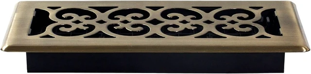 Alt view image 7 of 7 - SPH410-A Scroll Design Floor Register 4x10 Inches, Antique Brass Finish (4-Pack)