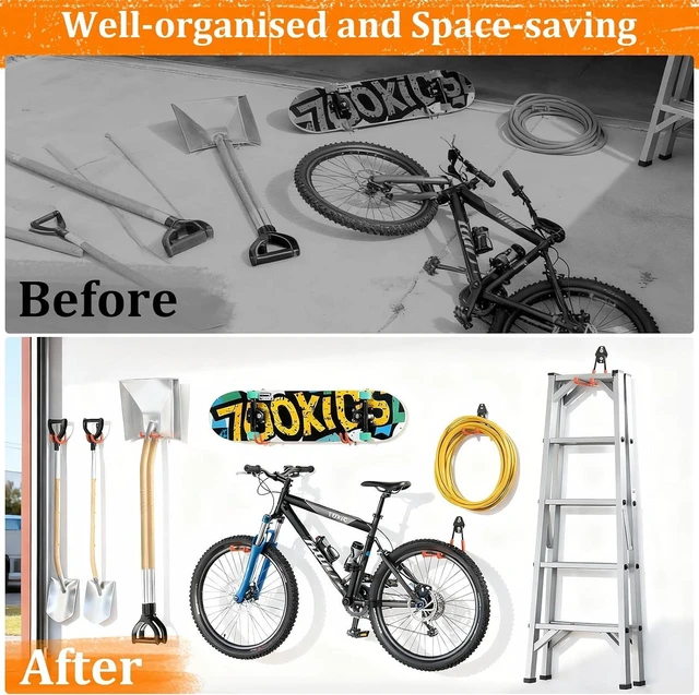 Alt view image 7 of 7 - Steel Garage Hooks with Anti-Slip Coating, 30 Pack, Orange