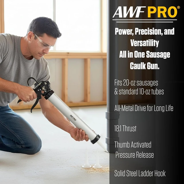 Alt view image 2 of 6 - 20 oz Sausage Caulking Gun, 18:1 Thrust Ratio