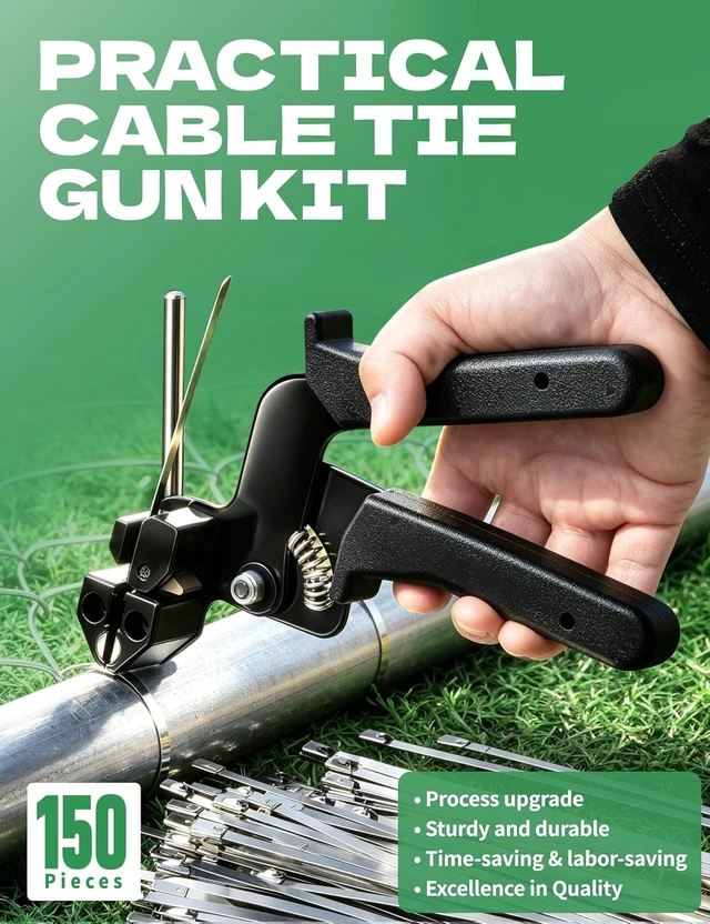 Alt view image 2 of 7 - Stainless Steel Zip Tie Kit with 150 Pcs 304 Metal Zip Ties & Tightening Tool