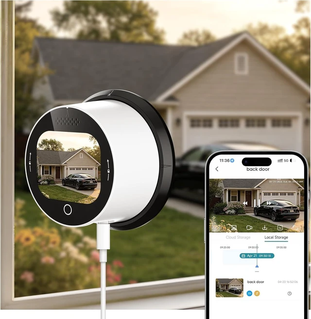 Main image of 2K Window Camera with LCD Touchscreen, 2.4 & 5GHz WiFi, 24/7 Recording