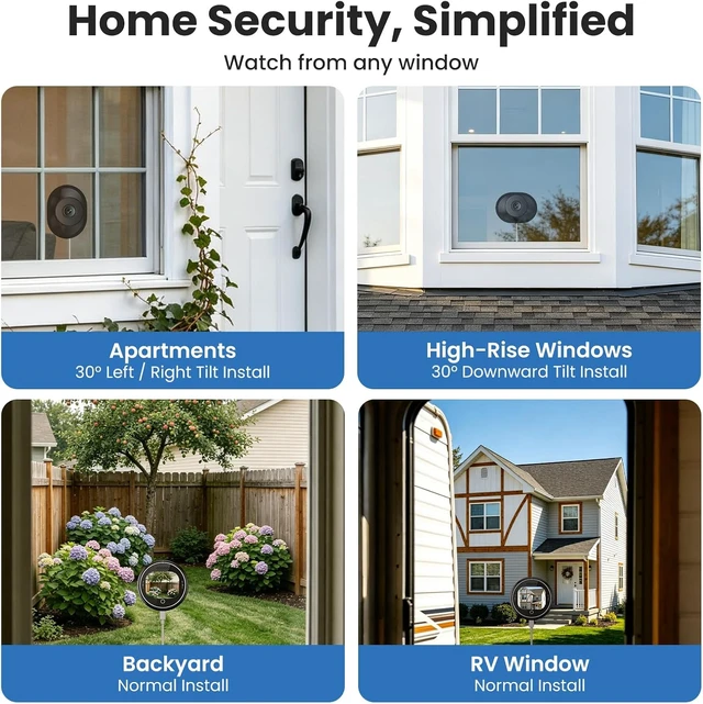 Alt view image 7 of 7 - 2K Window Camera with LCD Touchscreen, 2.4 & 5GHz WiFi, 24/7 Recording