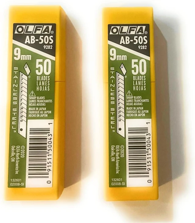Main image of 9mm Stainless Steel Snap-Off Blades O L F A 9282 AB-50S, 50-Pack (2PACK), packaging may vary