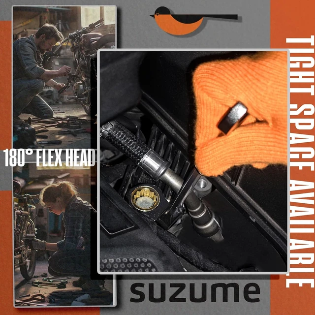 Alt view image 5 of 7 - 12-Piece Metric Ratchet Wrench Set (8-19mm) with 180° Flex Head