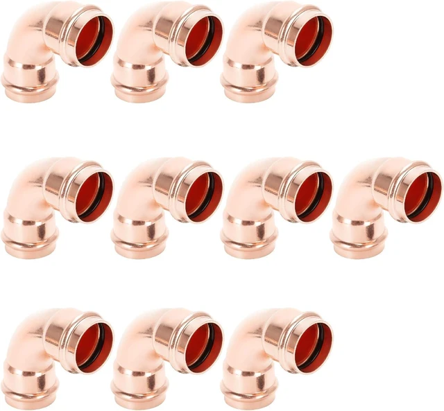 Main image of Copper Press Fittings 90 Degree Elbow 3/4 inch x 3/4 inch, 10 Pack