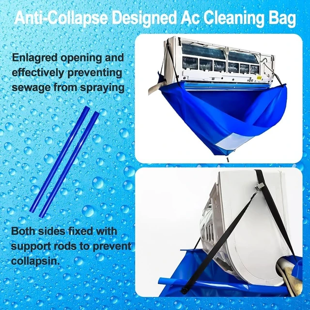 Alt view image 2 of 7 - AC Cleaning Bag with Support Rods & Strong Washing Tool Universal Air Conditioner Cleaning Kit, Mini Split Water Bag for Home AC Cleaning