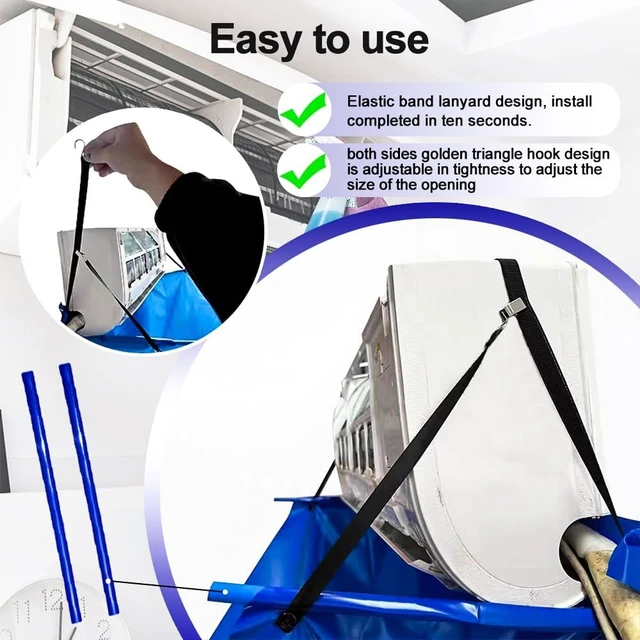 Alt view image 5 of 7 - AC Cleaning Bag with Support Rods & Strong Washing Tool Universal Air Conditioner Cleaning Kit, Mini Split Water Bag for Home AC Cleaning