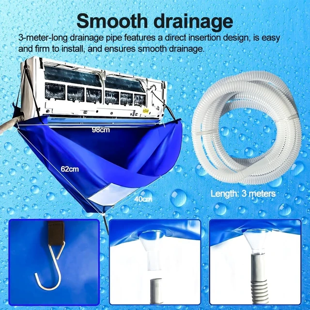 Alt view image 7 of 7 - AC Cleaning Bag with Support Rods & Strong Washing Tool Universal Air Conditioner Cleaning Kit, Mini Split Water Bag for Home AC Cleaning