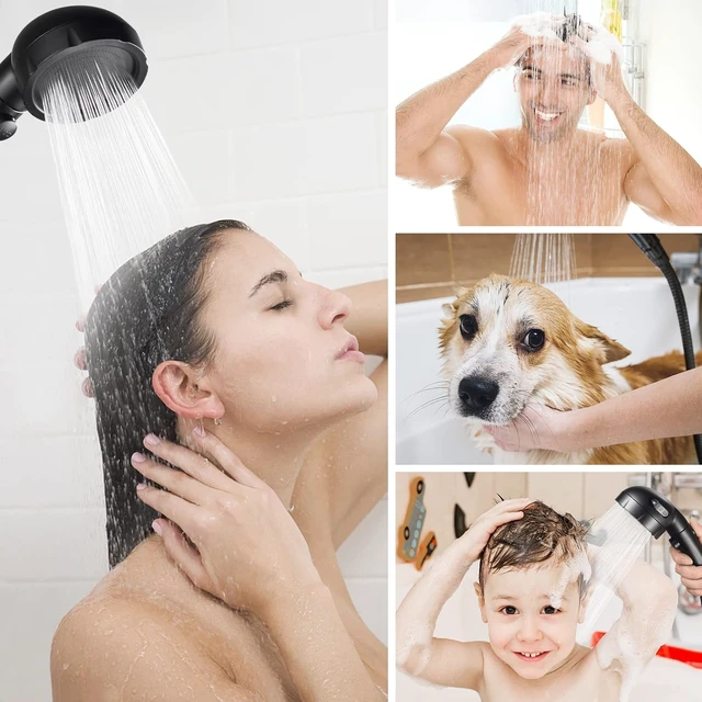 Alt view image 2 of 7 - Black High Pressure Handheld Shower Head with On/Off Switch for RV Camper