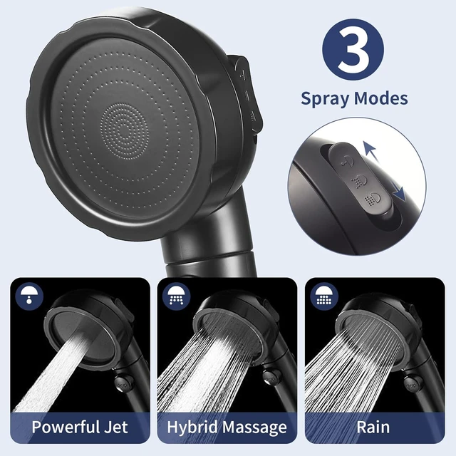 Alt view image 4 of 7 - Black High Pressure Handheld Shower Head with On/Off Switch for RV Camper