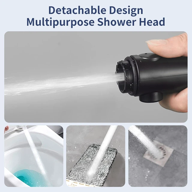 Alt view image 6 of 7 - Black High Pressure Handheld Shower Head with On/Off Switch for RV Camper