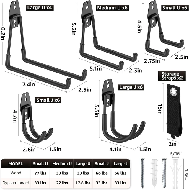 Alt view image 2 of 7 - Heavy Duty Garage Hooks for Storage & Hanging, 30-Pack