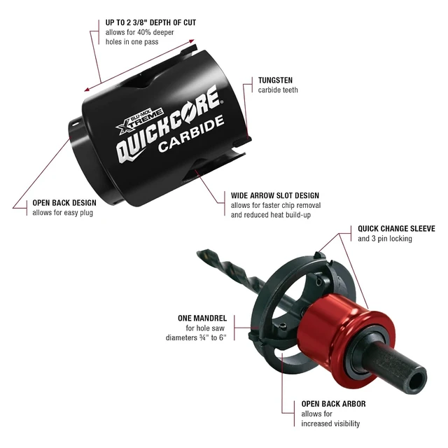 Alt view image 6 of 7 - Blu MOL Xtreme QuickCore TCT Hole Saw Set, 13 pc (E0100198)