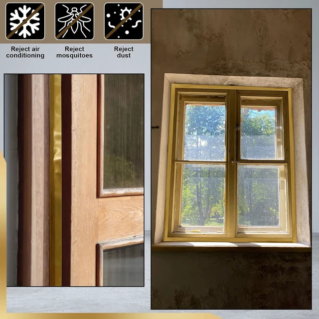 Alt view image 6 of 7 - Spring Bronze Weather Stripping, 1-1/8" W x 17.72' L Metal Brass & Copper Weather Strip for Exterior Old Door or Window Seal with Mounting Nails (Flat)