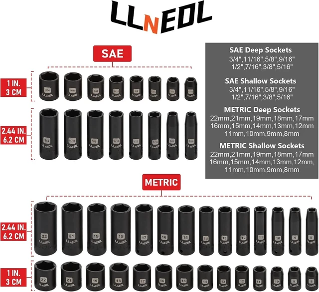Alt view image 3 of 7 - 95 Pcs 3/8" Drive Impact Socket Set with Spark Plug Socket (5/8", 13/16")