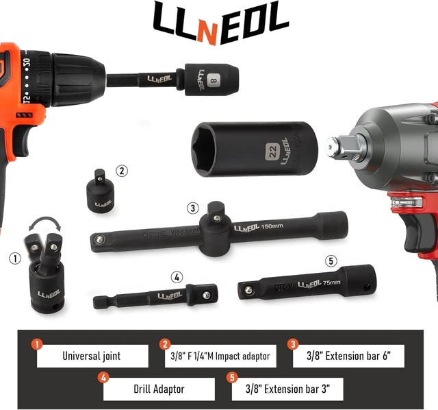 Alt view image 4 of 7 - 95 Pcs 3/8" Drive Impact Socket Set with Spark Plug Socket (5/8", 13/16")