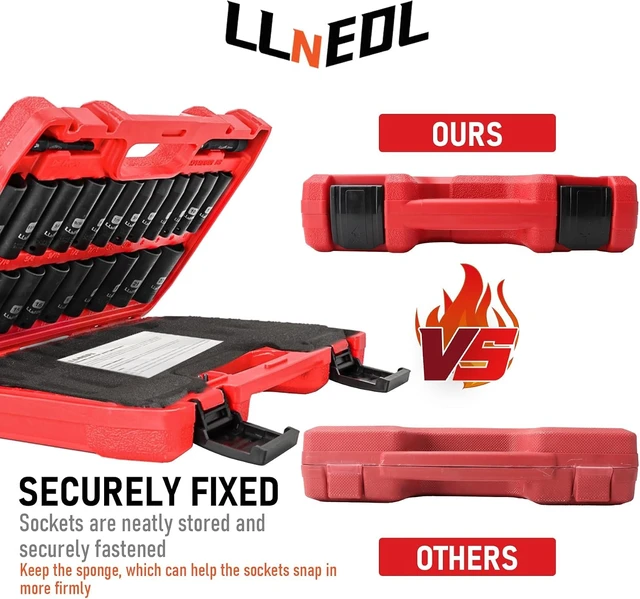 Alt view image 7 of 7 - 95 Pcs 3/8" Drive Impact Socket Set with Spark Plug Socket (5/8", 13/16")