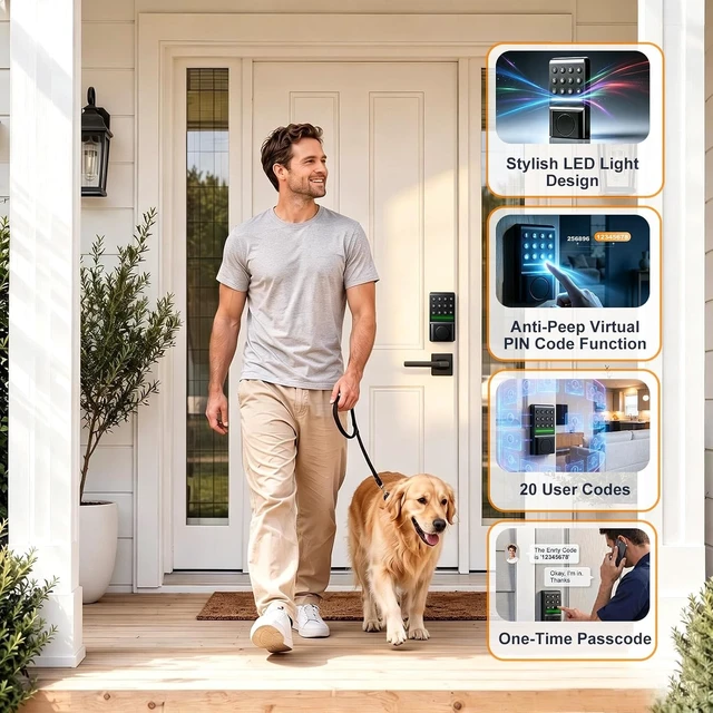 Alt view image 3 of 7 - ® Keyless Entry Deadbolt Offline Smart Keypad Door Lock with LED Indicator