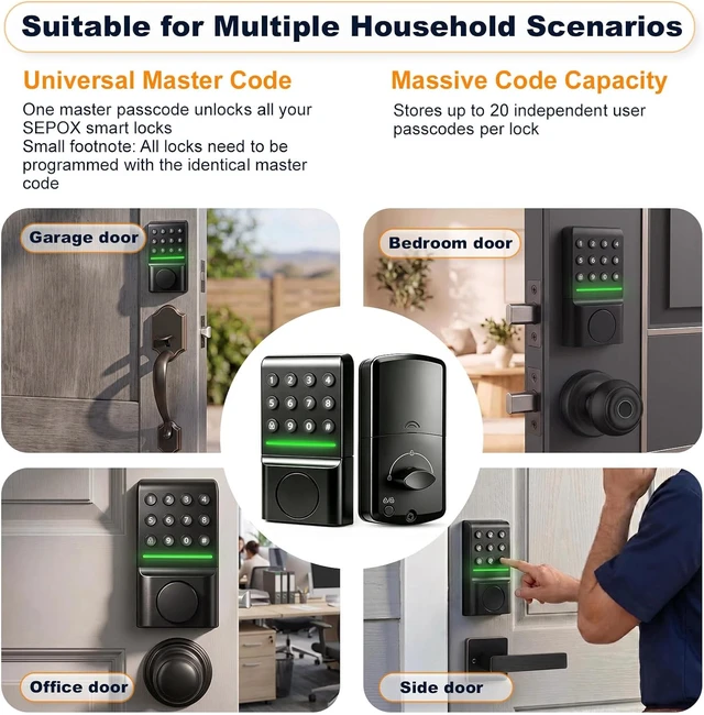 Alt view image 6 of 7 - ® Keyless Entry Deadbolt Offline Smart Keypad Door Lock with LED Indicator