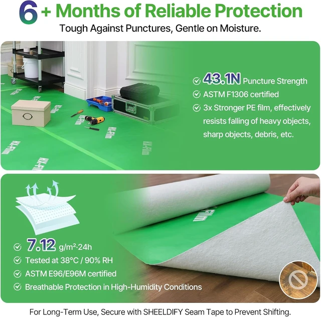 Alt view image 3 of 7 - Heavy-Duty Floor Protection, 39" x 100'