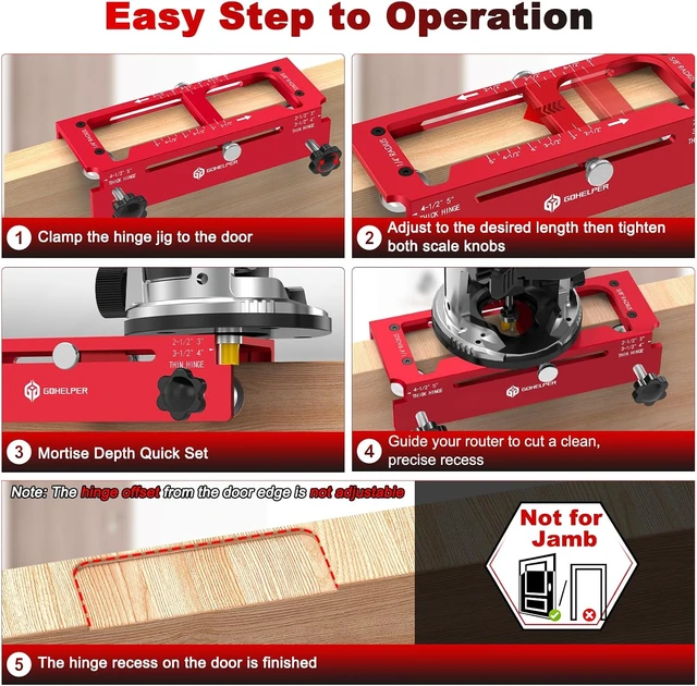 Alt view image 5 of 7 - Door Hinge Jig & Template Kit for Door Lock & Latch Installation