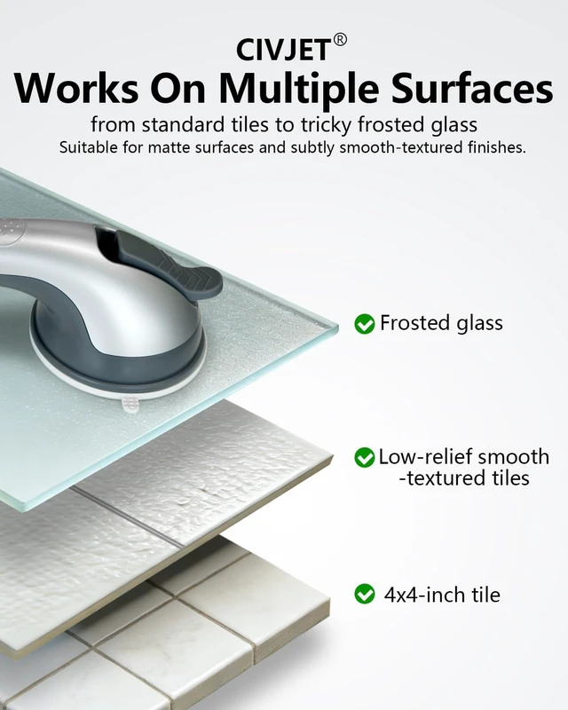 Alt view image 2 of 7 - Suction Cup Shower Grab Bars 2 Pack for Seniors Bathtub Rail Handles