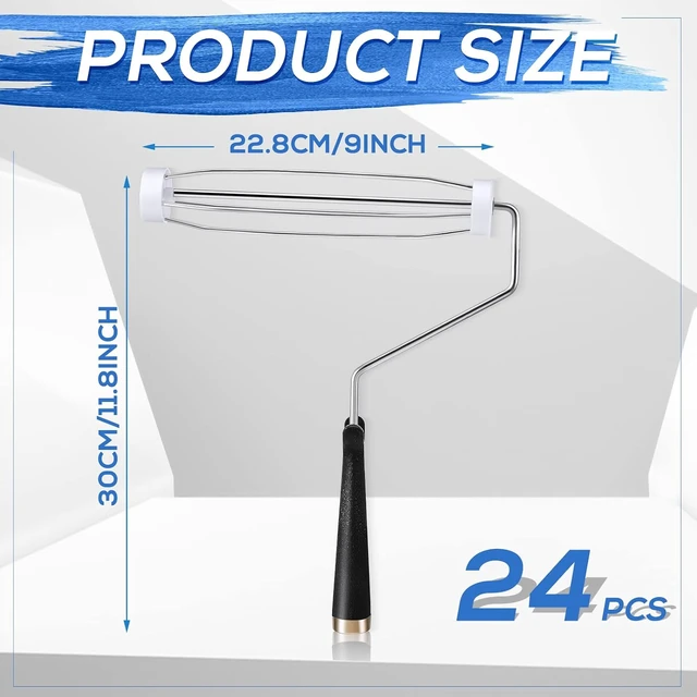Alt view image 2 of 7 - 24 Pcs 9 Inch Paint Roller Frames, 5-Wire, Black