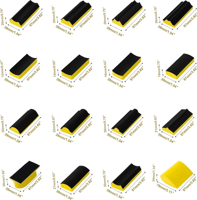 Alt view image 2 of 6 - 56 PCS Hand Sanding Block Set 16 Contoured Profile Sander Blocks & 40 Sheets Sandpaper, Interchangeable Convex & Concave Shapes for Woodworking, Furniture & Auto Paint