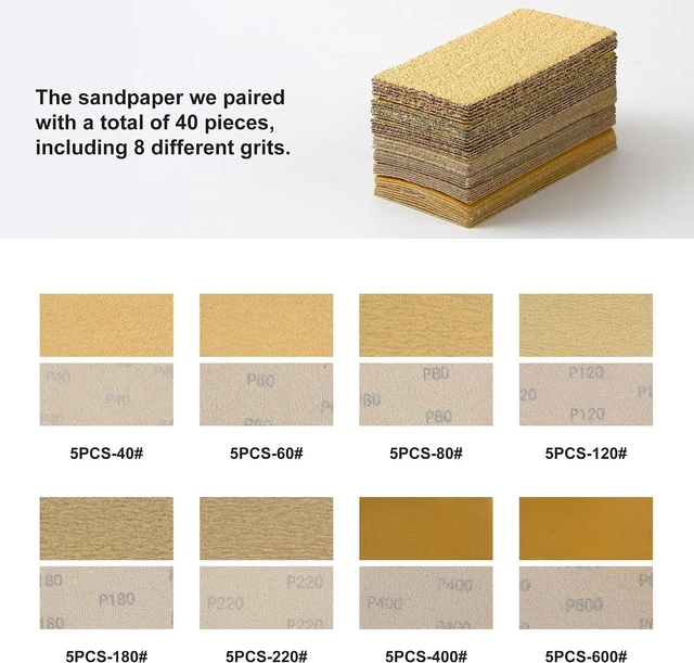 Alt view image 3 of 6 - 56 PCS Hand Sanding Block Set 16 Contoured Profile Sander Blocks & 40 Sheets Sandpaper, Interchangeable Convex & Concave Shapes for Woodworking, Furniture & Auto Paint