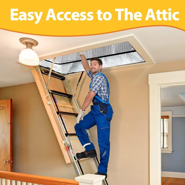 Alt view image 5 of 7 - Attic Stairs Insulation Cover 25"x54"x11" Pull Down Ladder Attic Door Cover for Garage, Easy Install with 400 Staples